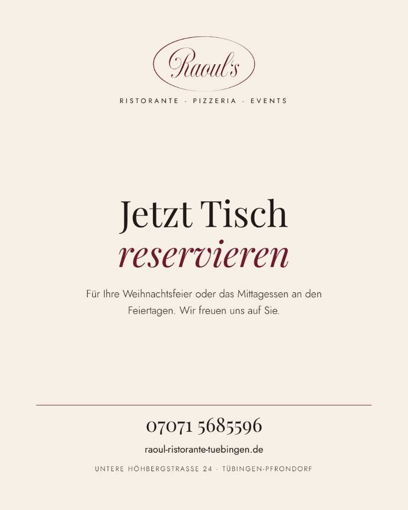 Tisch reservieren für Weihnachtsfeier oder Mittagessen an den Feiertagen.